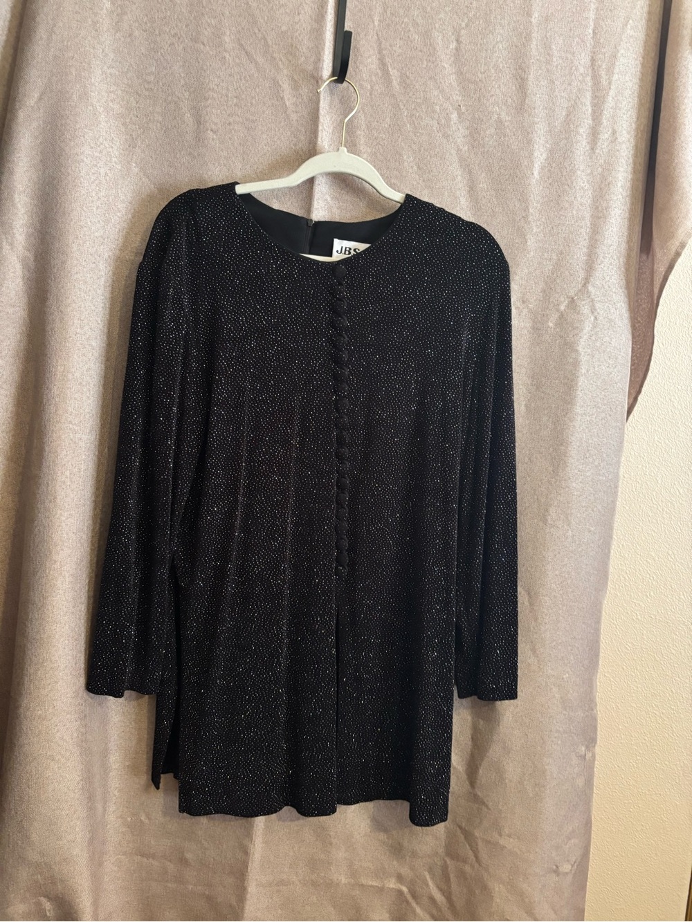 J.B.S. Black Top with Silver Thread Detail